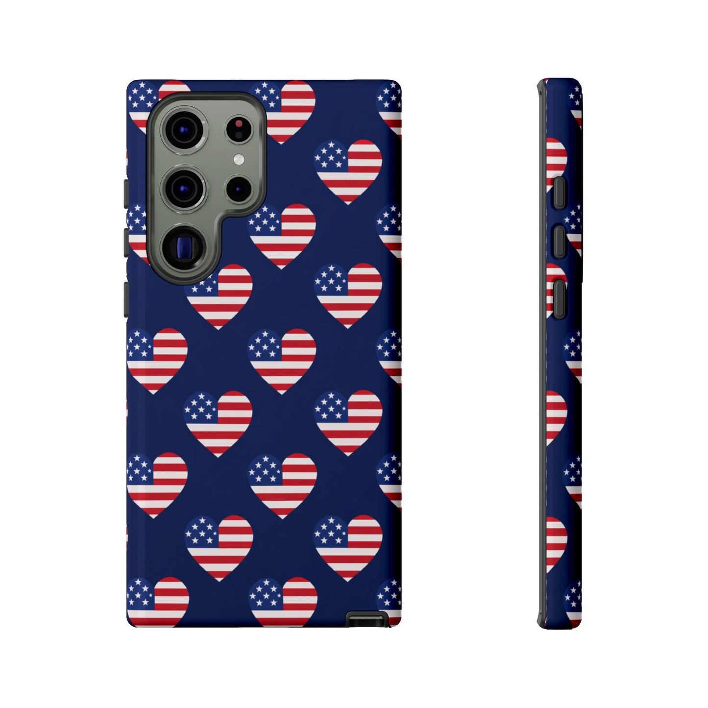 Patriotic American Flag Heart Phone Case – Tough Shockproof, USA Stars & Stripes for Iphone, Samsung Galaxy and Pixel