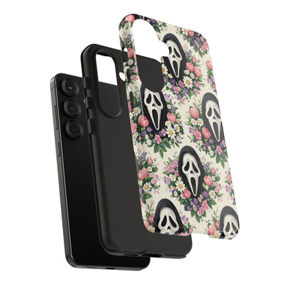 Floral Ghost Face Aesthetic Phone Case – Cute Spooky Tough Cover