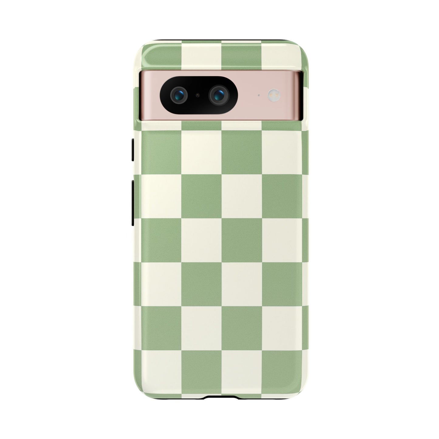 Sage Green Checkerboard Phone Case | Minimal Aesthetic Checkered iPhone & Samsung Tough Case