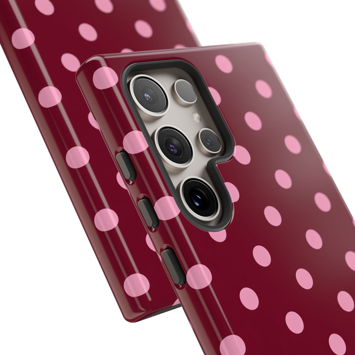 Pink Polka Dot Phone Case – Cute Aesthetic Tough Protective Phone Cover for Iphone, Samsung Galaxy and Pixel