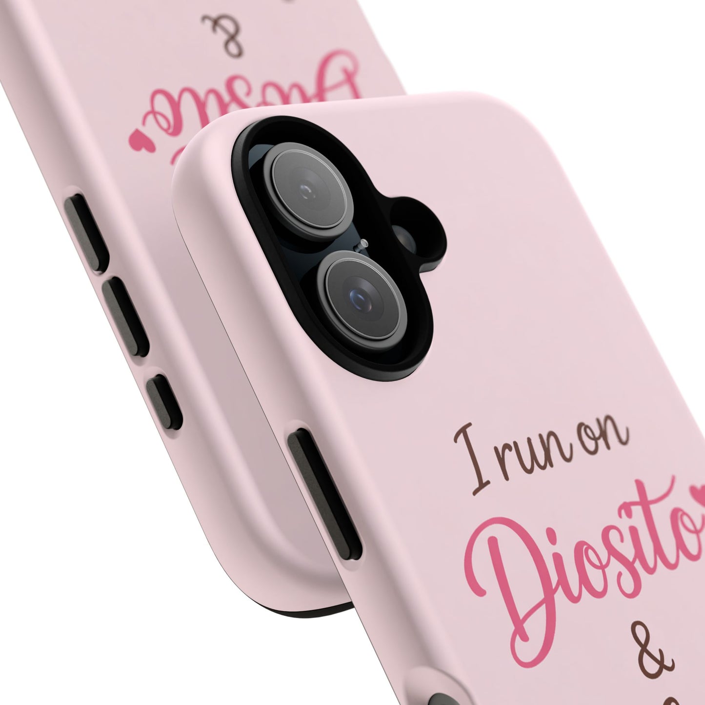 I Run on Diosito y Cafecito Phone Case, Pink Aesthetic Latina Faith Coffee Case, Girly Protective iPhone Samsung Cover