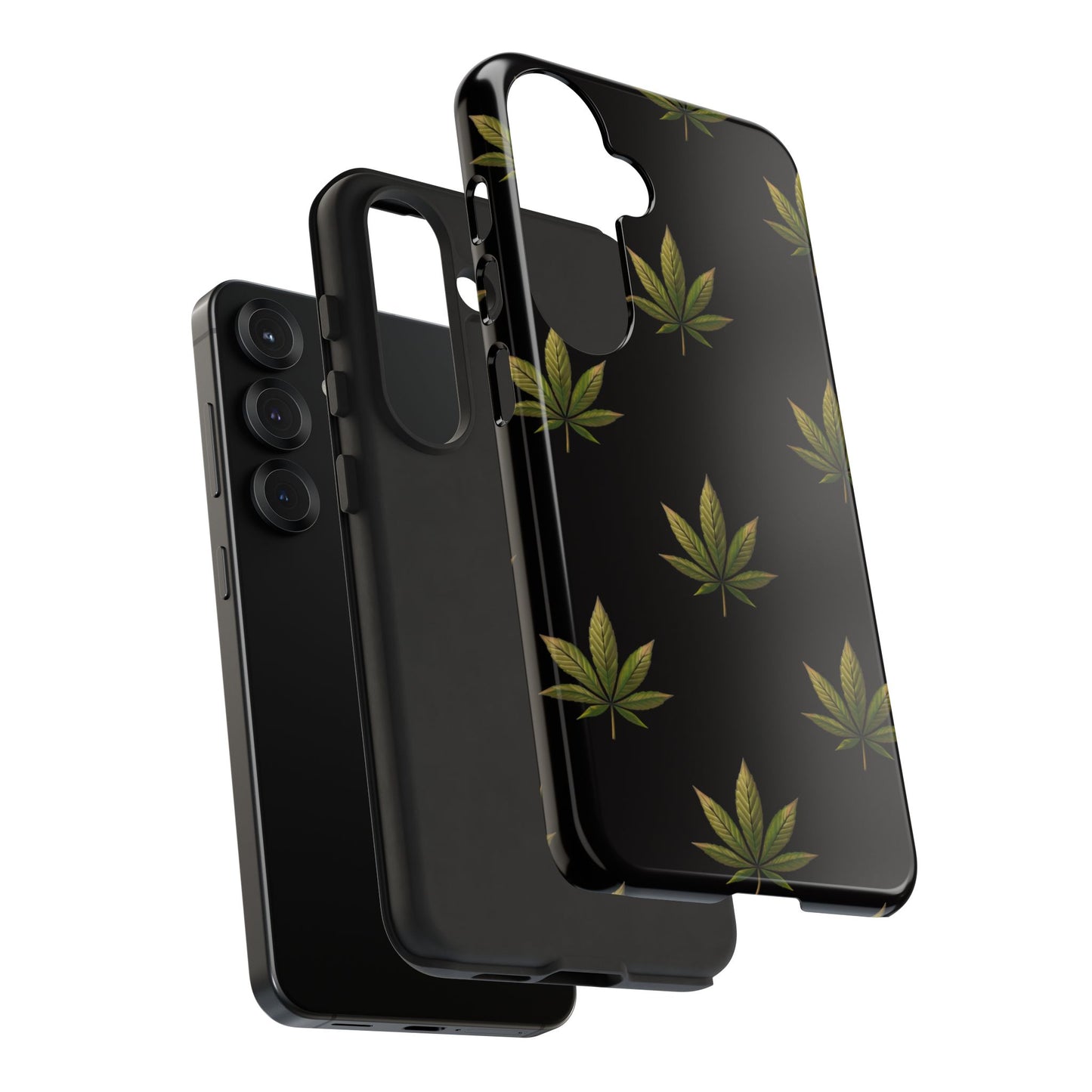 Cannabis Leaf Phone Case Green Weed Leaf Pattern Tough Protective Cover