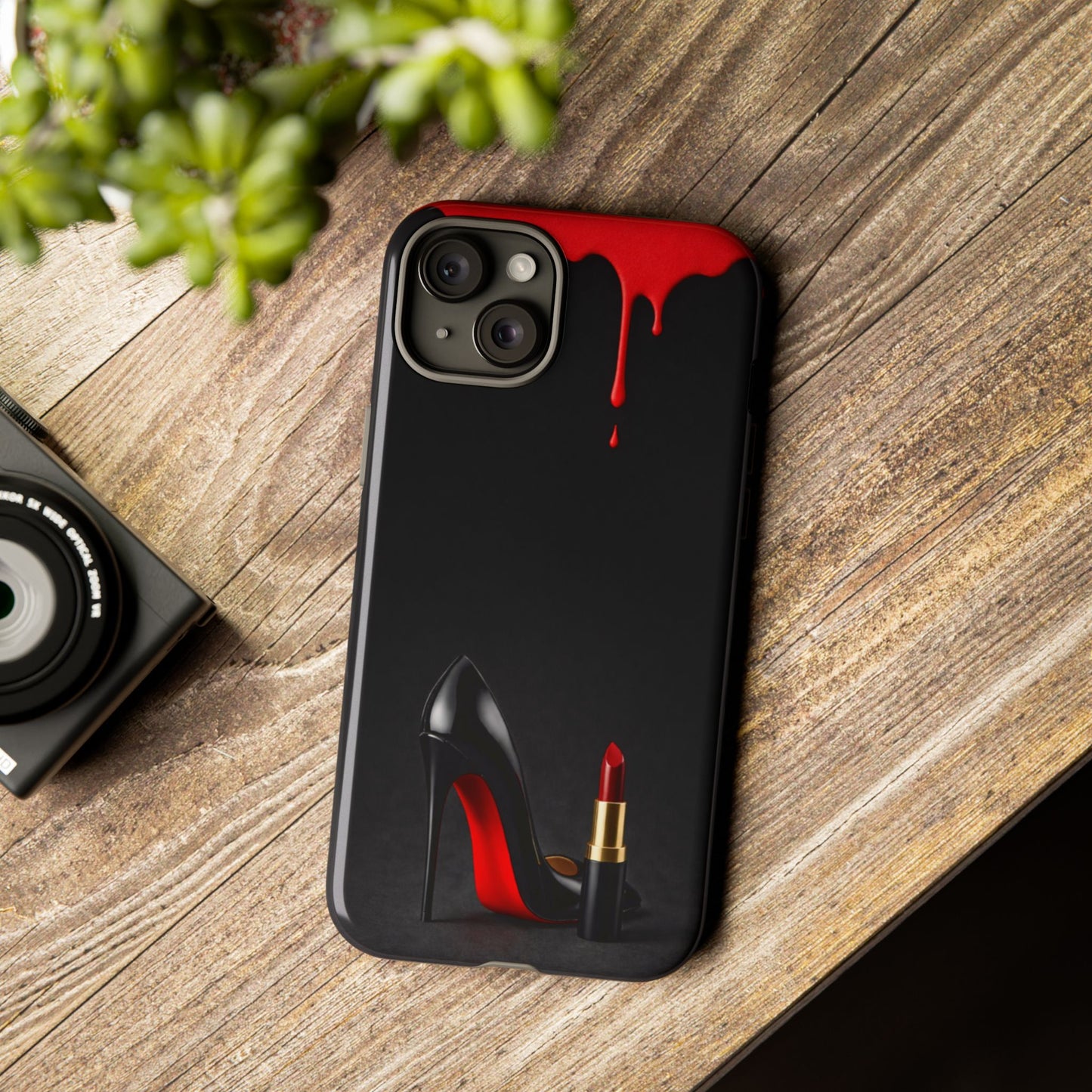 Dark Feminine Red Drip Phone Case – Gothic Glam Tough Cover