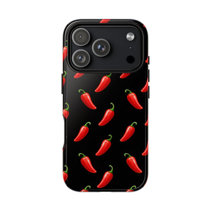 Spicy Chili Pepper Phone Case – Black Cute Hot Pepper Tough Cover for Iphone, Samsung Galaxy and Pixel
