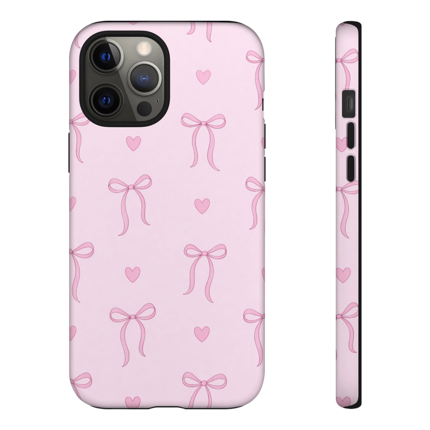 Pink Bow Heart Aesthetic Phone Case – Coquette Cute Tough Cover