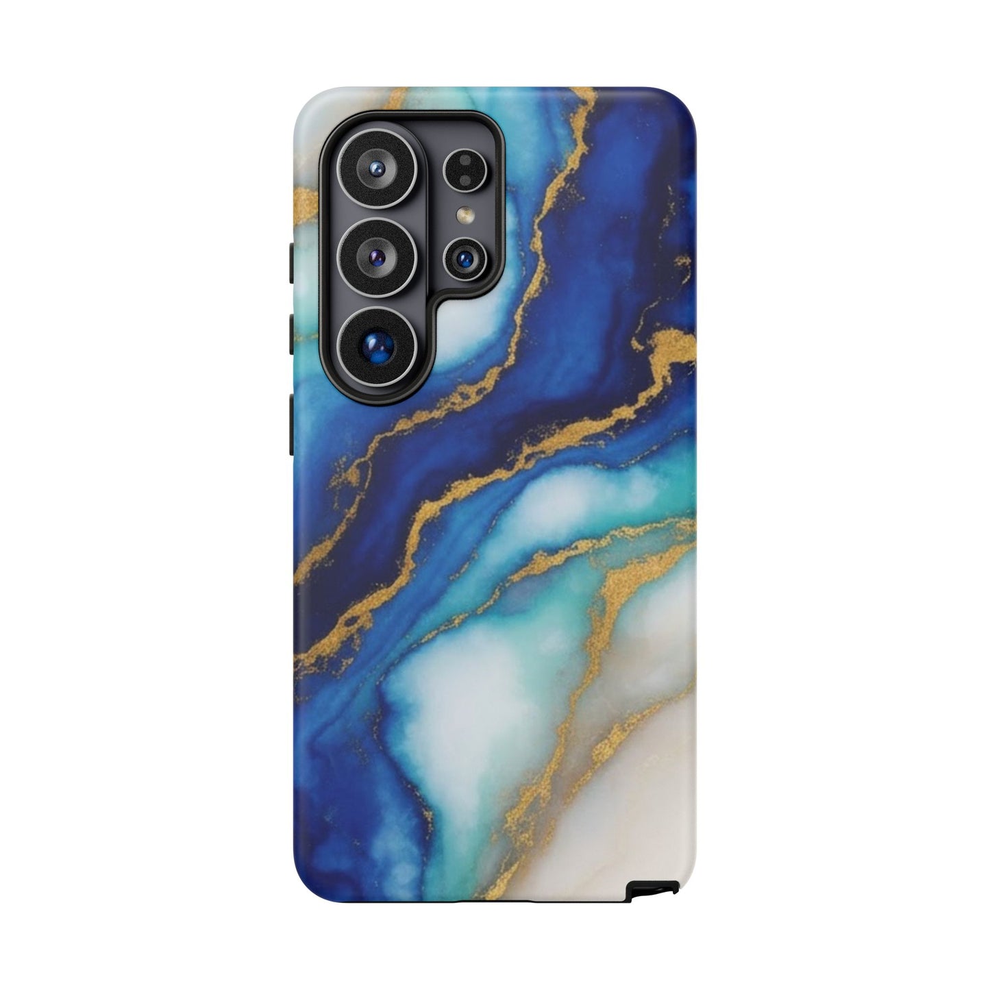 Blue & Gold Marble Phone Case – Luxury Resin Art Tough Case (iPhone, Samsung, Pixel)