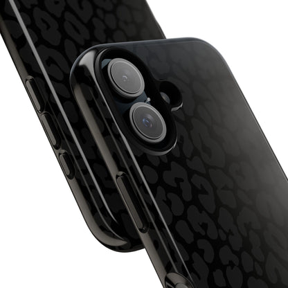 Black Leopard Phone Case | Black on Black Leopard Print Tough iPhone & Samsung Case | Matte or Glossy Protective Cover