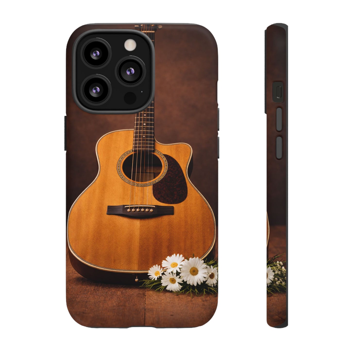 Acoustic Guitar Daisy Phone Case | Rustic Music Lover Tough Cover
