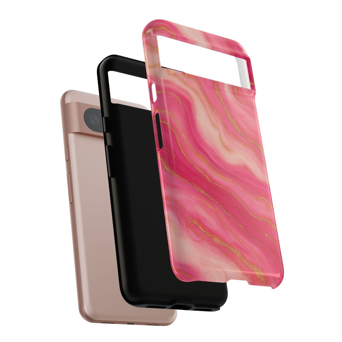 Pink Marble Phone Case | Rose Gold Swirl Aesthetic Tough Protective Case