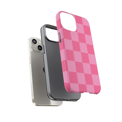 Pink Checkerboard Phone Case – Cute Aesthetic Tough Case for iPhone & Samsung