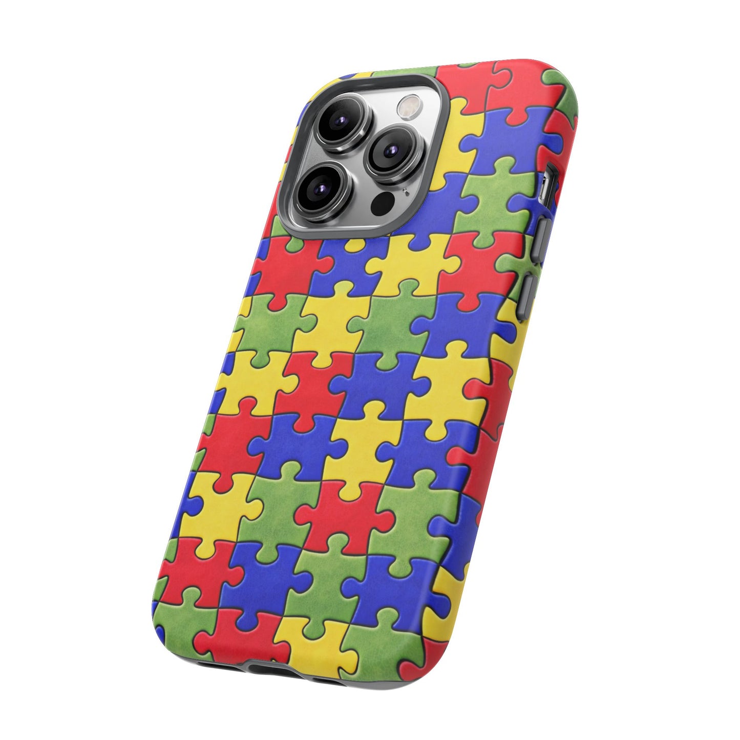 Colorful Puzzle Phone Case, Autism Awareness Jigsaw Design, Tough Protective Case, iPhone & Samsung Case, Vibrant Puzzle Pattern
