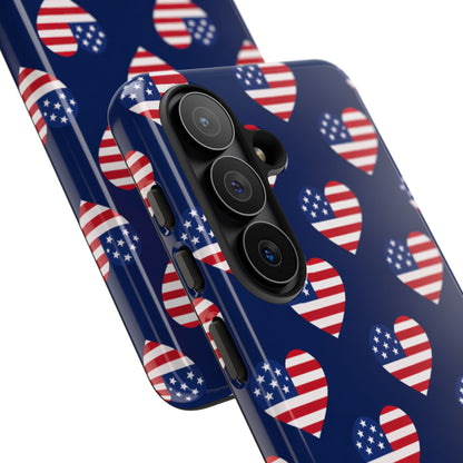 Patriotic American Flag Heart Phone Case – Tough Shockproof, USA Stars & Stripes for Iphone, Samsung Galaxy and Pixel