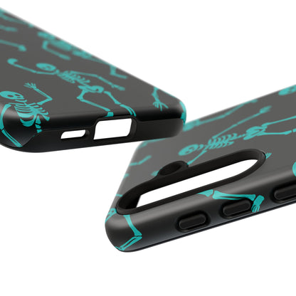 Dancing Teal Skeletons Phone Case | Tough Protective Case for Iphone, Samsung Galaxy and Pixel