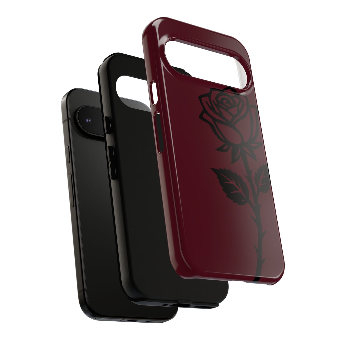 Black Rose Burgundy iPhone Case | Dark Aesthetic Shockproof Protective Cover