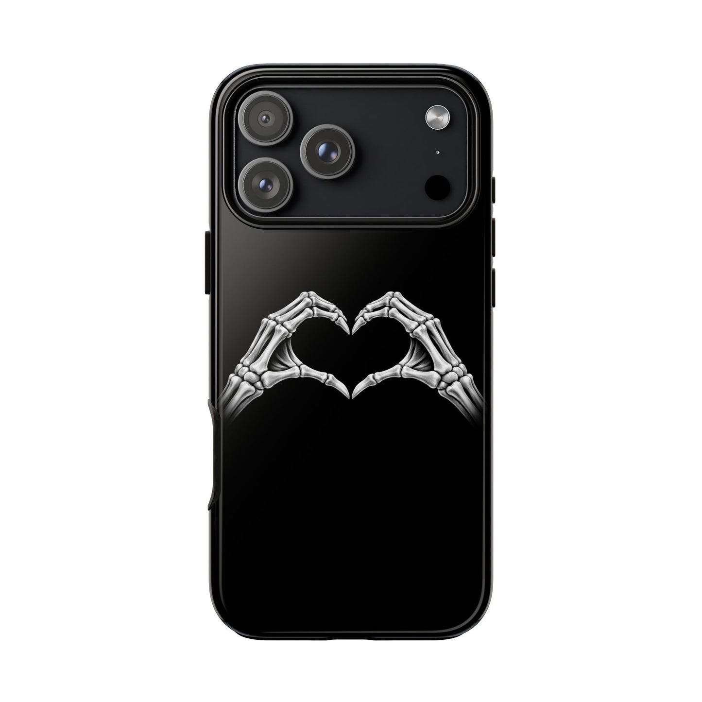 Skeleton Hands Heart Phone Case | Gothic Black Protective Cover
