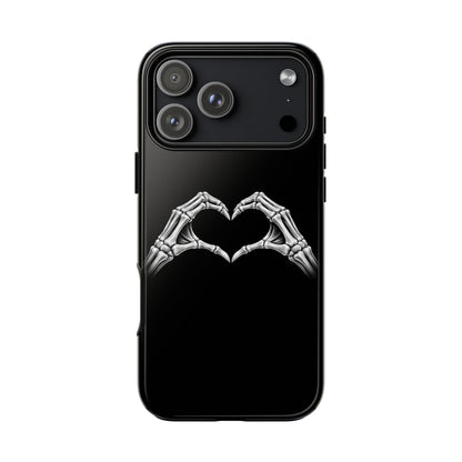 Skeleton Hands Heart Phone Case | Gothic Black Protective Cover