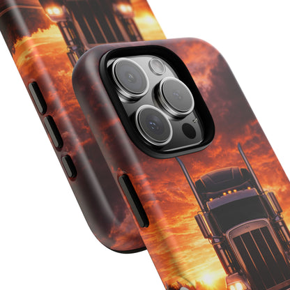 Big Rig Truck Phone Case Sunset Highway Semi Truck iPhone Samsung Cover