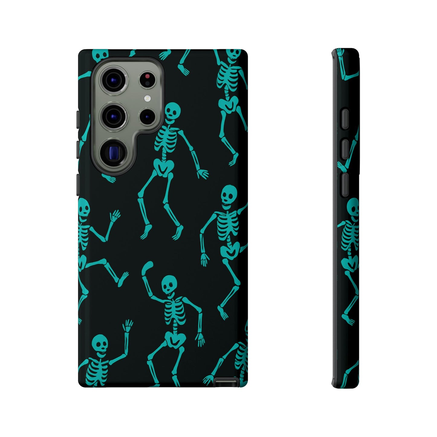 Dancing Teal Skeletons Phone Case | Tough Protective Case for Iphone, Samsung Galaxy and Pixel