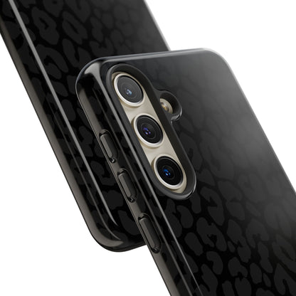 Black Leopard Phone Case | Black on Black Leopard Print Tough iPhone & Samsung Case | Matte or Glossy Protective Cover