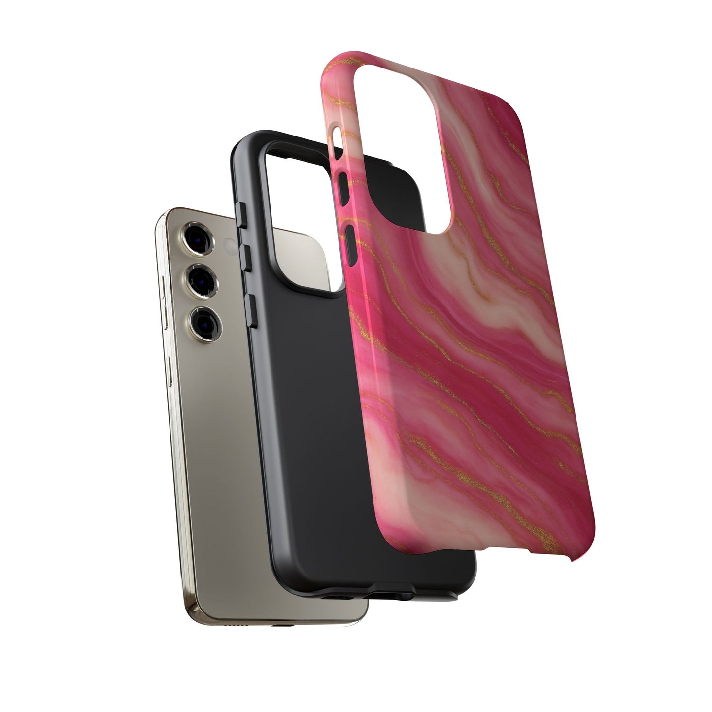 Pink Marble Phone Case | Rose Gold Swirl Aesthetic Tough Protective Case