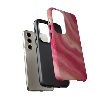 Pink Marble Phone Case | Rose Gold Swirl Aesthetic Tough Protective Case