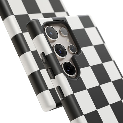 Black & White Checkerboard Phone Case – Classic Aesthetic Tough Protective Case