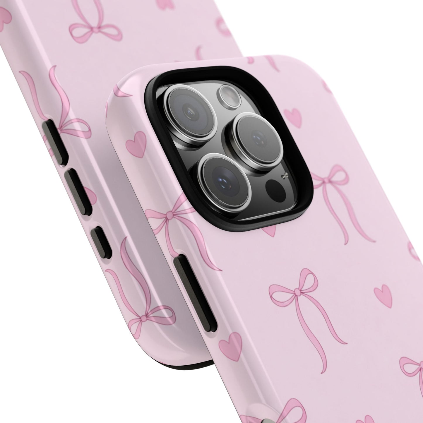 Pink Bow Heart Aesthetic Phone Case – Coquette Cute Tough Cover