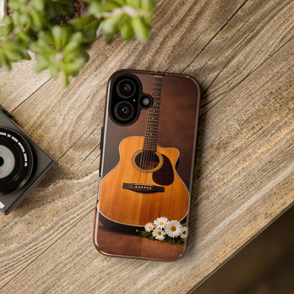 Acoustic Guitar Daisy Phone Case | Rustic Music Lover Tough Cover