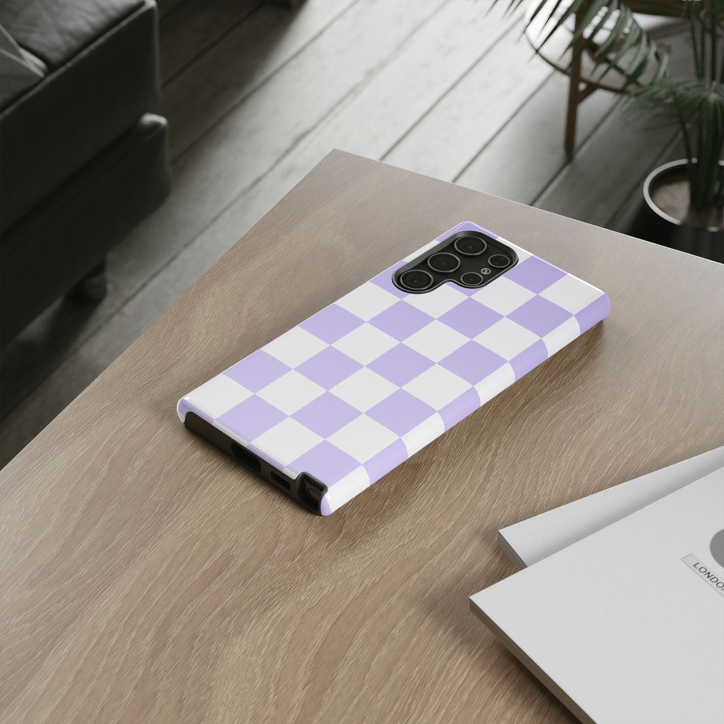 Lavender Checkerboard Phone Case | Pastel Aesthetic Checkered iPhone & Samsung Tough Case