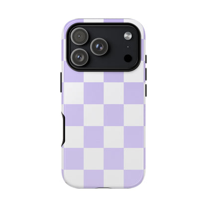 Lavender Checkerboard Phone Case | Pastel Aesthetic Checkered iPhone & Samsung Tough Case