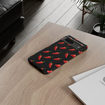 Spicy Chili Pepper Phone Case – Black Cute Hot Pepper Tough Cover for Iphone, Samsung Galaxy and Pixel