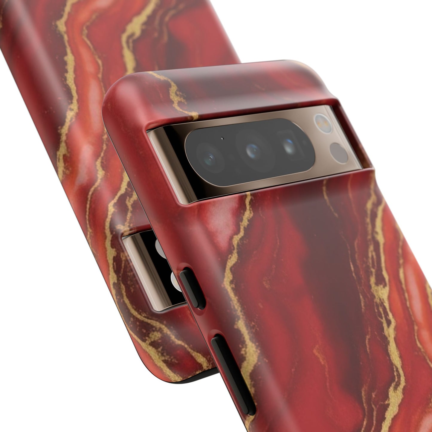 Red Agate Marble Phone Case – Gold Vein Luxury Stone Tough Case (iPhone, Samsung, Pixel)