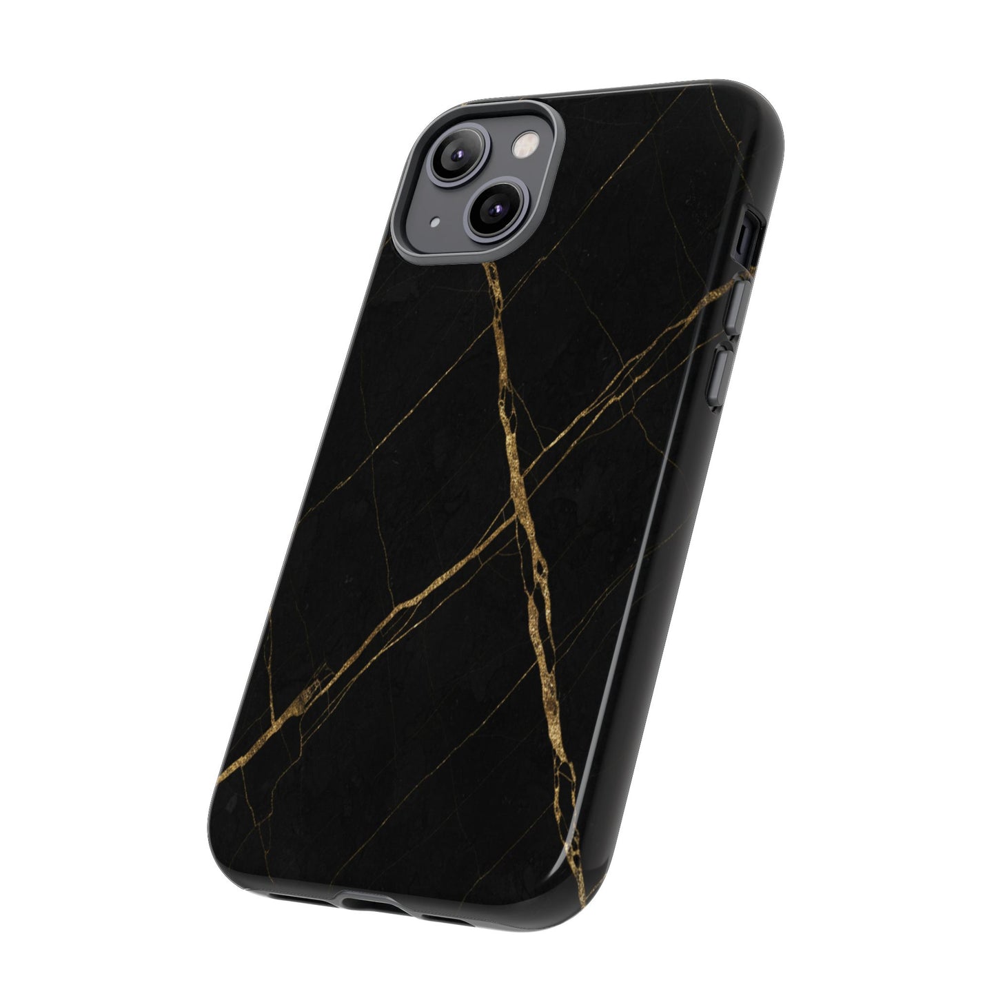 Black Marble Phone Case with Gold Veins – Luxury Minimal Aesthetic Tough Case