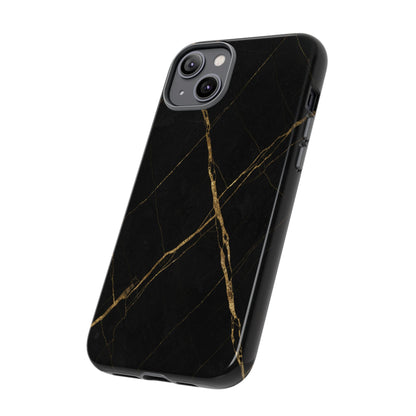 Black Marble Phone Case with Gold Veins – Luxury Minimal Aesthetic Tough Case