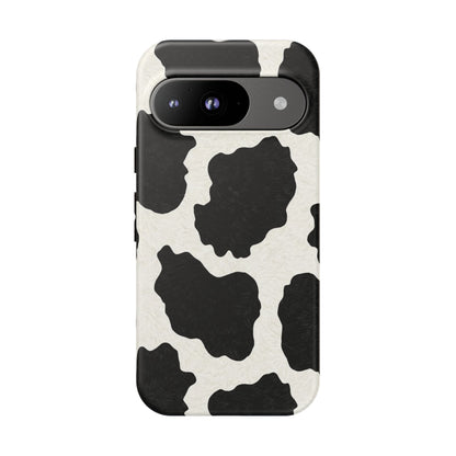 Black & White Cow Print Phone Case | Western Aesthetic iPhone & Samsung Tough Case