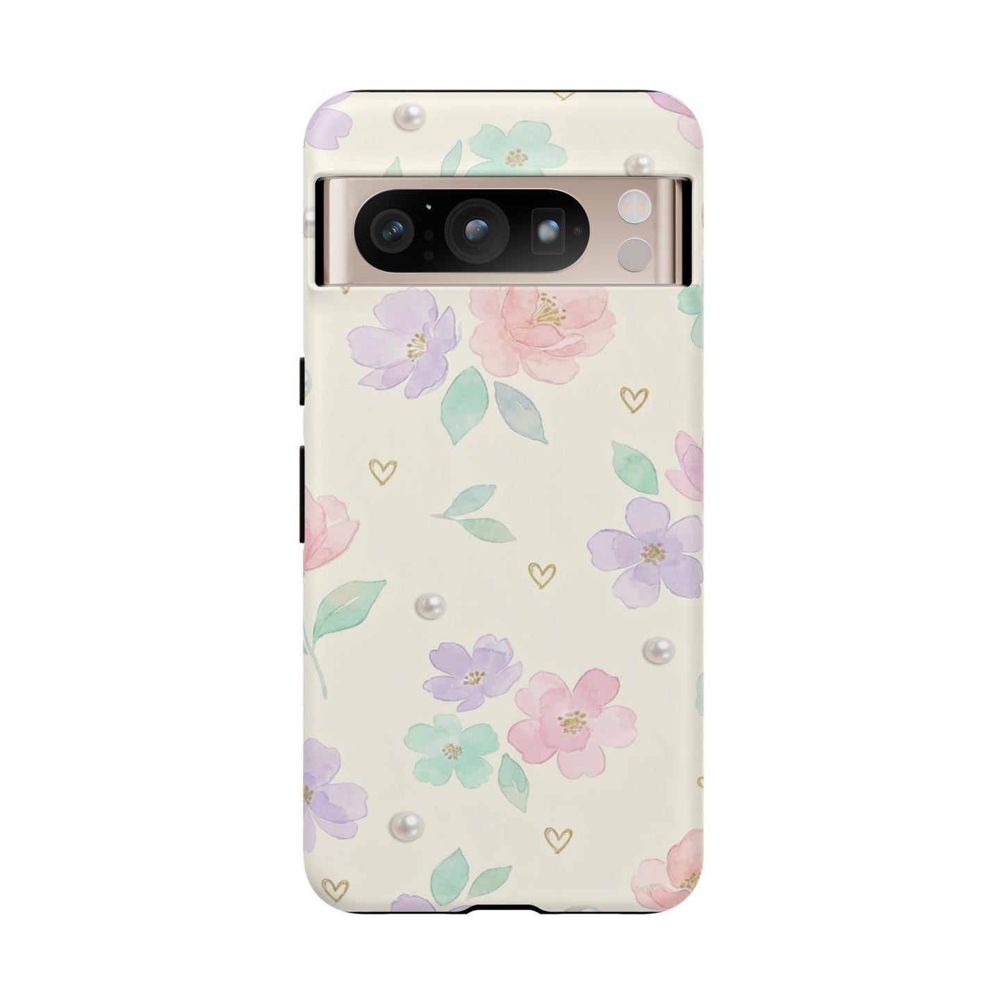 Pastel Floral Phone Case – Coquette Watercolor Flower Hearts Tough Case (iPhone, Samsung, Pixel)