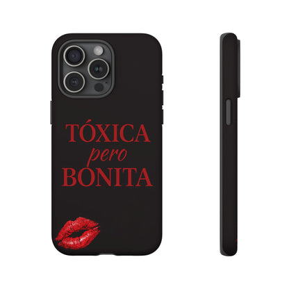 Toxica Pero Bonita Phone Case, Latina Quote Case, Red Lips Aesthetic, Spanish Saying Case, Trendy Tough Cover
