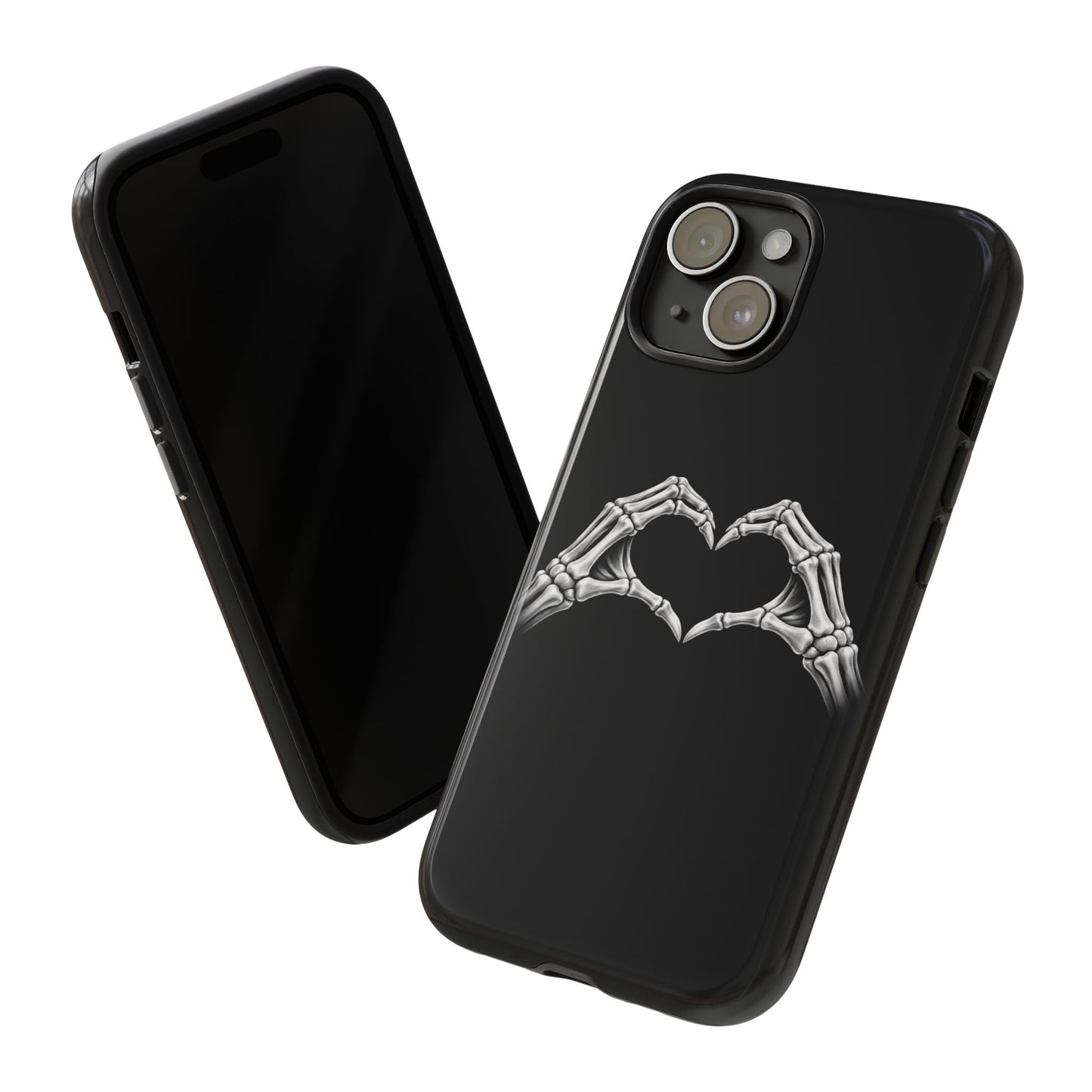 Skeleton Hands Heart Phone Case | Gothic Black Protective Cover