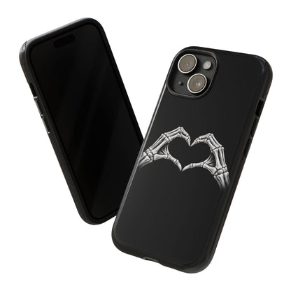 Skeleton Hands Heart Phone Case | Gothic Black Protective Cover