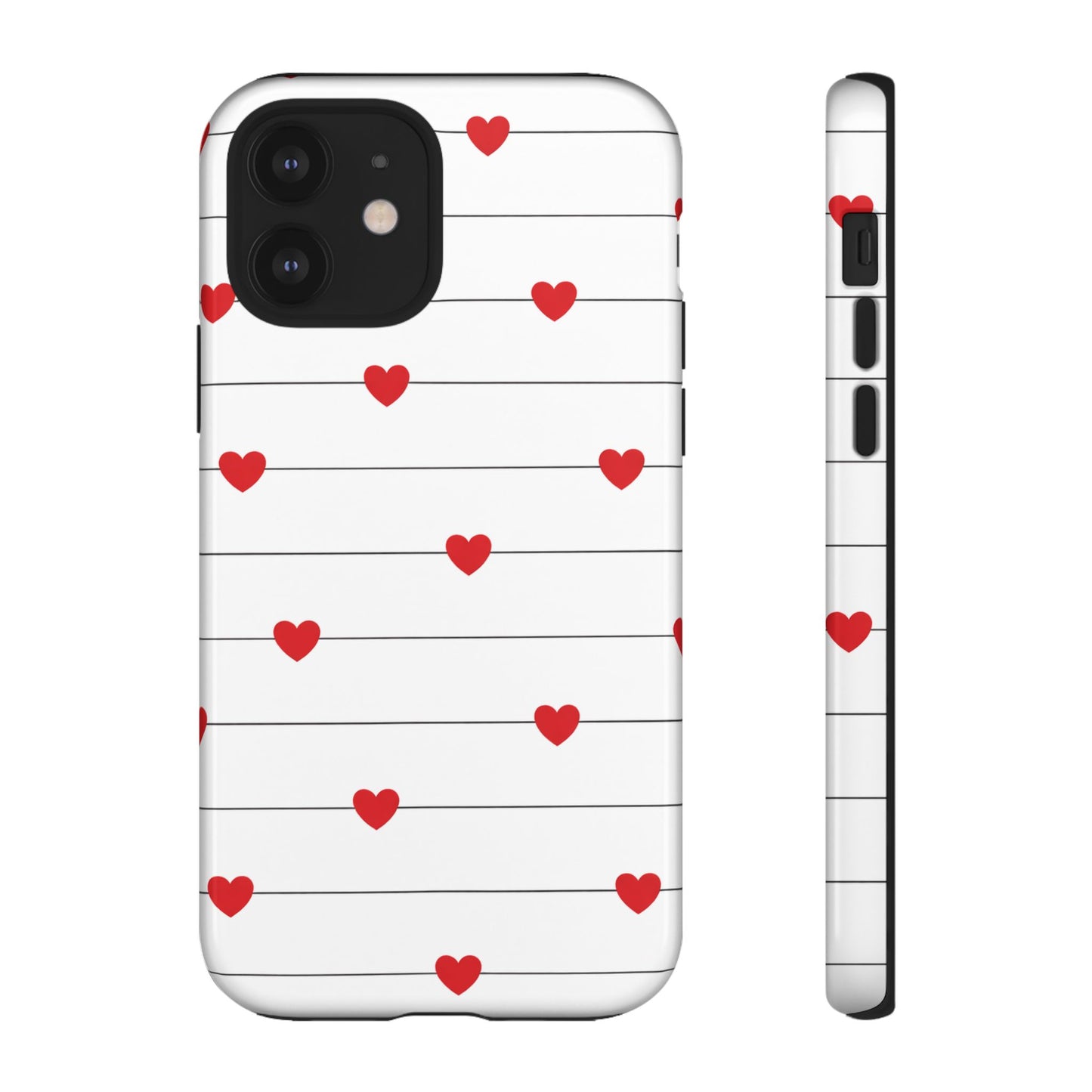 Red Heart Stripe iPhone Case | Tough Shockproof Love Aesthetic Cover