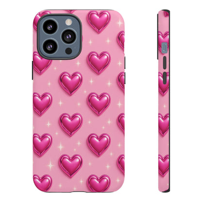 Pink Heart Pattern Phone Case | Tough Protective Case for Iphone, Samsung Galaxy and Pixel