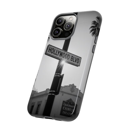 Hollywood Blvd Phone Case | Vintage Los Angeles Street Sign | Black & White LA Aesthetic