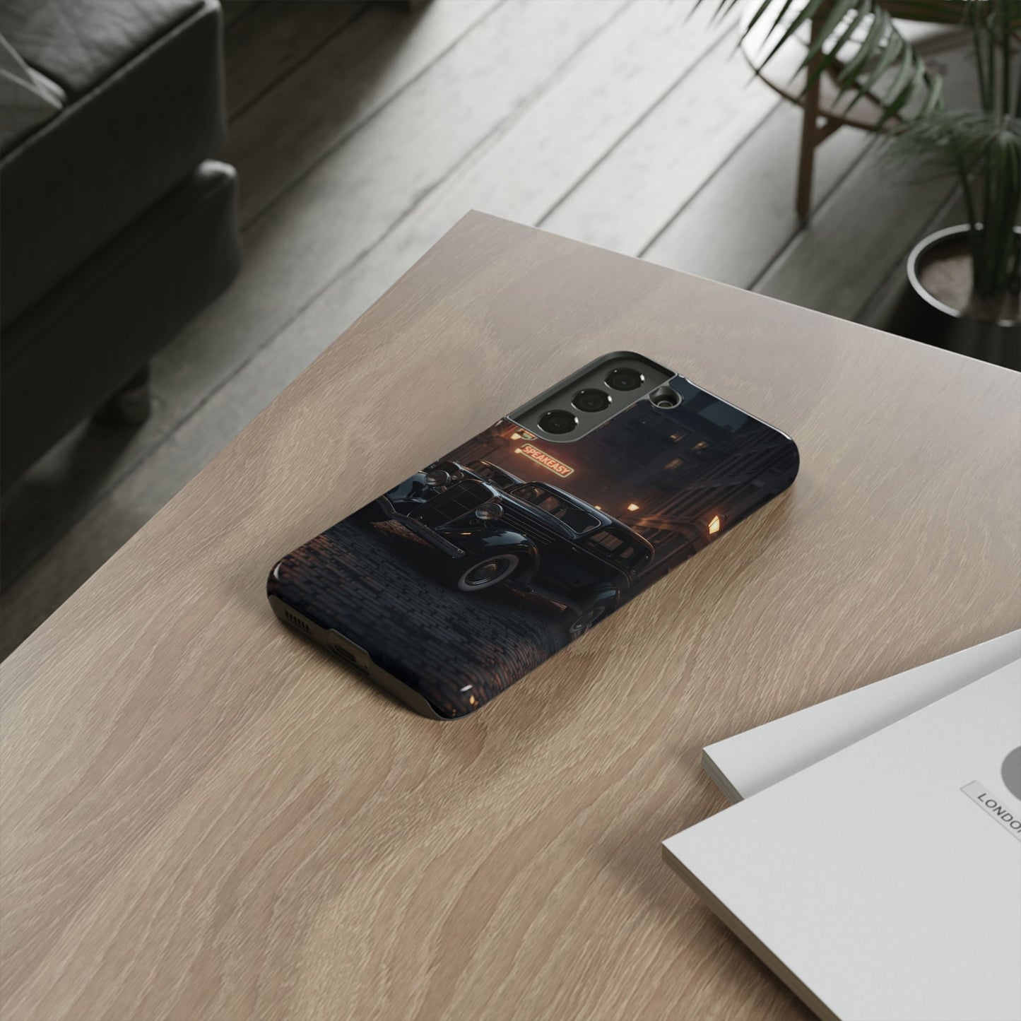Vintage Classic Car Phone Case | Retro Noir Aesthetic | 1930s Street Scene Tough Case for iPhone & Samsung