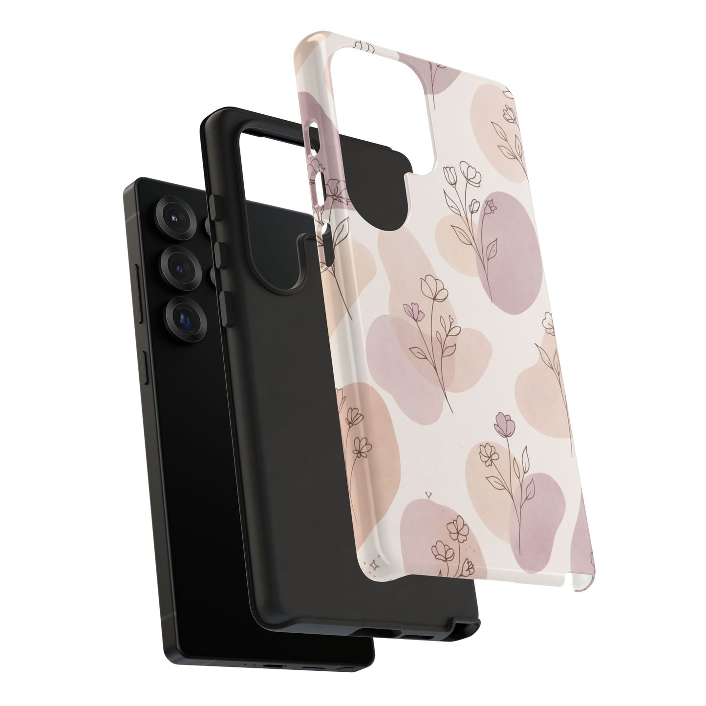 Blush Floral Phone Case Neutral Botanical Watercolor Tough Cover