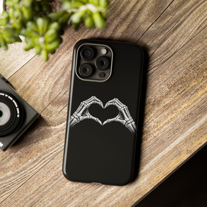 Skeleton Hands Heart Phone Case | Gothic Black Protective Cover