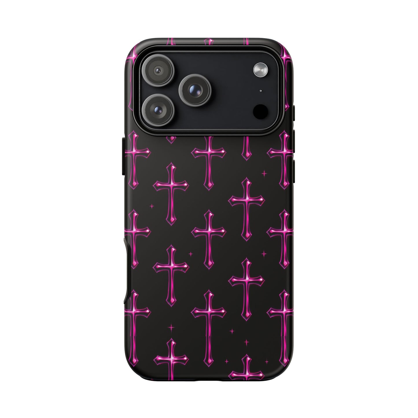 Neon Pink Cross Pattern Phone Case | Tough Protective Case for Iphone, Samsung Galaxy and Pixel