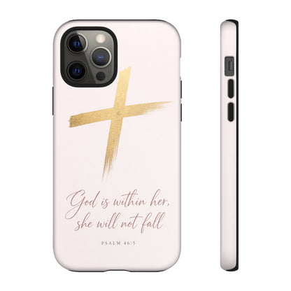 Psalm 46:5 God Is Within Her Christian Cross Phone Case Faith Gift