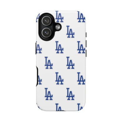Blue LA Monogram Pattern Phone Case | Minimal Baseball Inspired Tough Cover