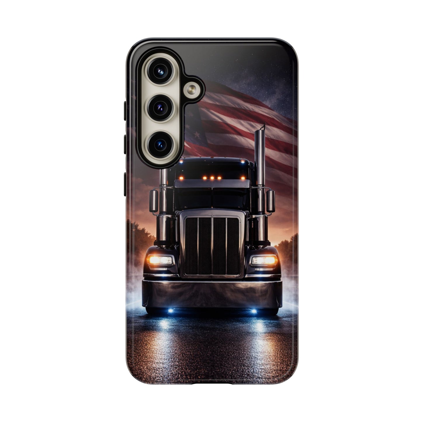 Semi Truck Phone Case American Flag Big Rig Trucker Gift iPhone Samsung