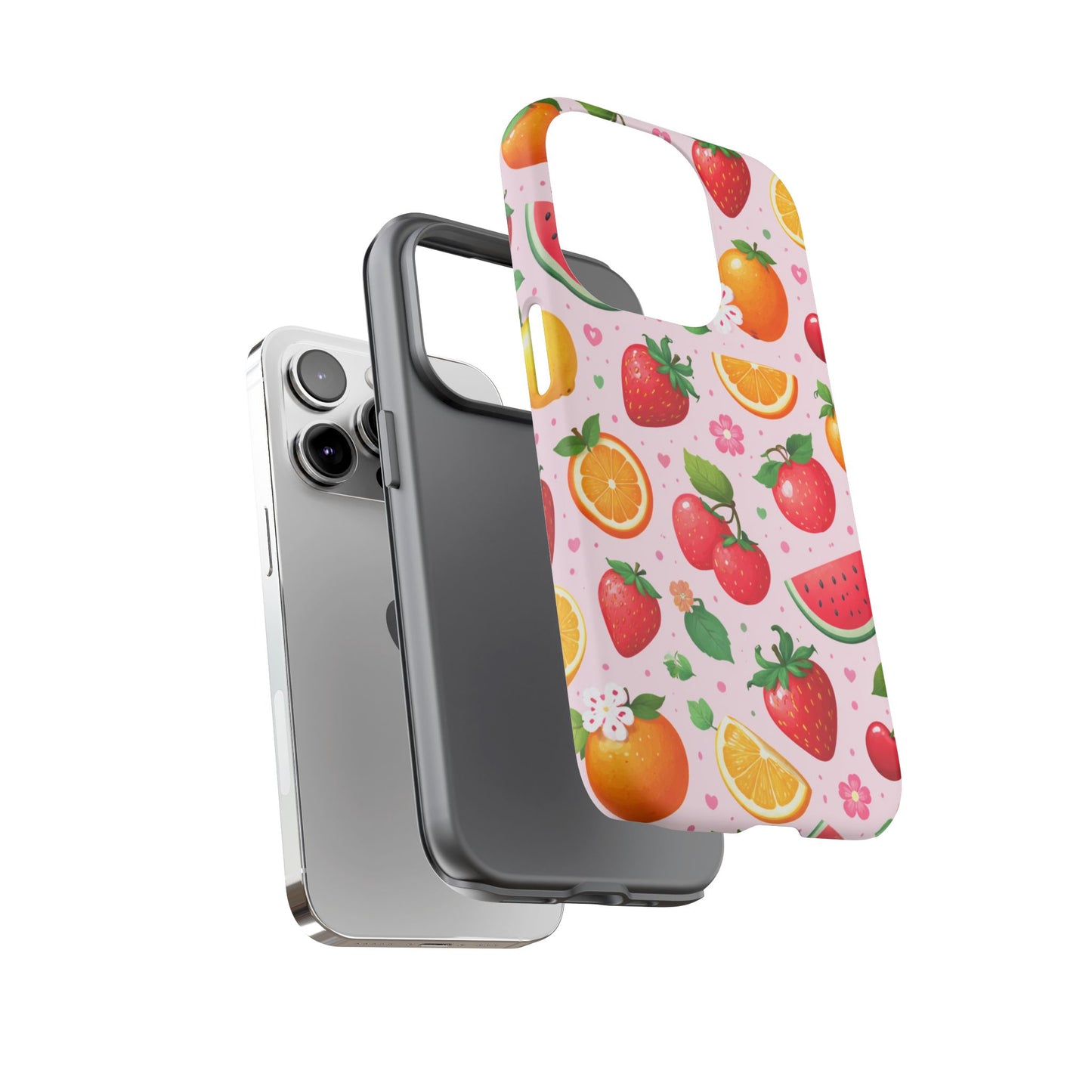 Fruit Phone Case – Tough Shockproof, Strawberry Cherry Citrus Summer Design for Iphone, Samsung Galaxy and Pixel